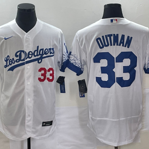 Men's Los Angeles Dodgers #33 James Outman White City Connect Flex Base Elite Jersey