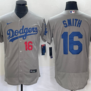 MLB Los Angeles Dodgers #16 Smith Grey Flex Base Elite Jersey