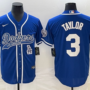 MLB Los Angeles Dodgers #3 Chris Taylor Blue With Patch Cool Base Stitched Baseball Jersey