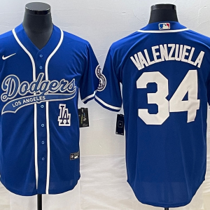 MLB Los Angeles Dodgers #34 Toro Valenzuela Blue With Patch Cool Base Stitched Baseball Jersey