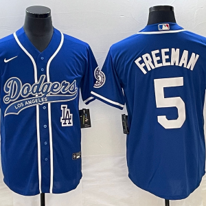 MLB Los Angeles Dodgers #5 Freeman Blue With Patch Cool Base Stitched Baseball Jersey