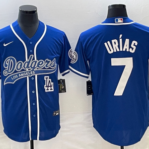 MLB Los Angeles Dodgers #7 Julio Ur??as Blue With Patch Cool Base Stitched Baseball Jersey