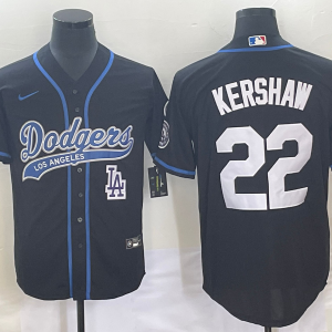 MLB Los Angeles Dodgers #22 Clayton Kershaw Black With Patch Cool Base Stitched Baseball Jersey