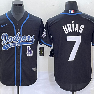MLB Los Angeles Dodgers #7 Julio Ur??as Black With Patch Cool Base Stitched Baseball Jersey