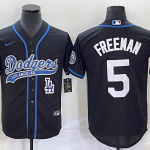 MLB Los Angeles Dodgers #5 Freeman Black With Patch Cool Base Stitched Baseball Jersey