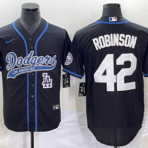 MLB Los Angeles Dodgers #42 Robinson Black With Patch Cool Base Stitched Baseball Jersey