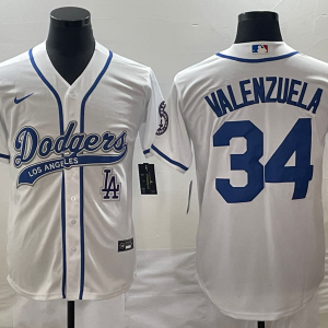MLB Los Angeles Dodgers #34 Toro Valenzuela White With Patch Cool Base Stitched Baseball Jersey