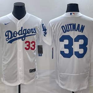 MLB Los Angeles Dodgers #33 James Outman White Flex Base Elite Jersey