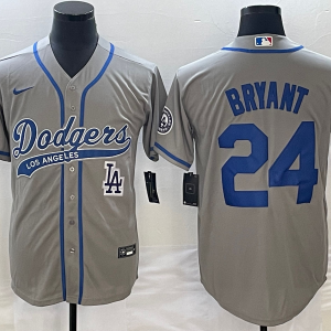 MLB Los Angeles Dodgers #24 Bryant Grey With Patch Cool Base Stitched Baseball Jersey