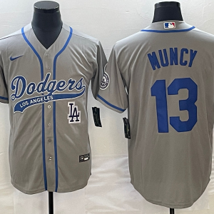 MLB Los Angeles Dodgers #13 Muncy Grey With Patch Cool Base Stitched Baseball Jersey