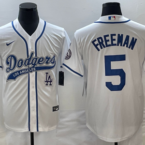 MLB Los Angeles Dodgers #5 Freeman White With Patch Cool Base Stitched Baseball Jersey