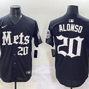 Men's New York Mets #20 Pete Alonso Black 'Gothic Fog Edition' Vapor Premier Limited Jersey