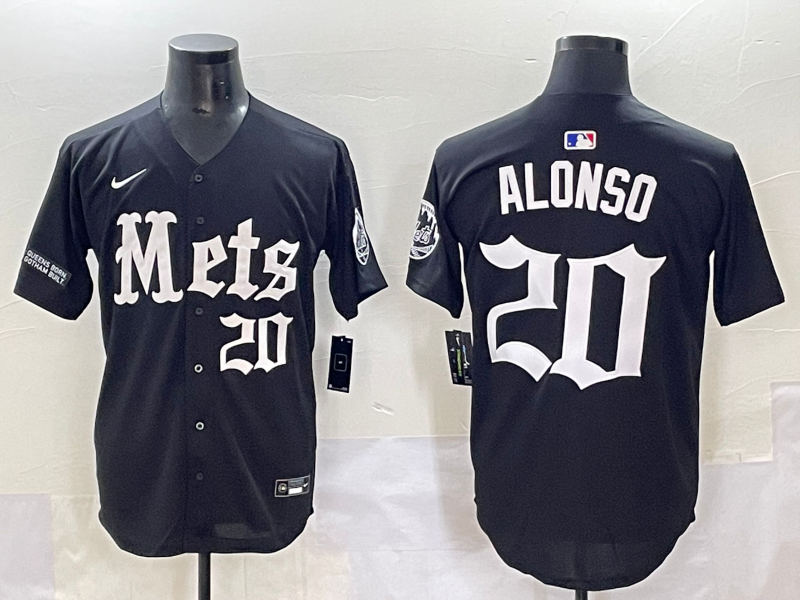 Men's New York Mets #20 Pete Alonso Black 'Gothic Fog Edition' Vapor Premier Limited Jersey