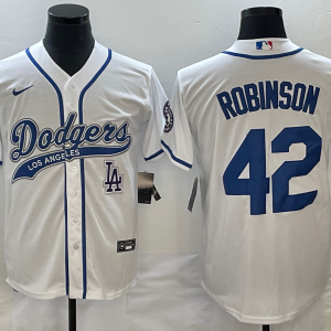 MLB Los Angeles Dodgers #42 Robinson White With Patch Cool Base Stitched Baseball Jersey