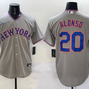 Men's New York Mets #20 Pete Alonso Grey Stitched Baseball Jersey