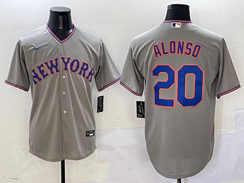 Men's New York Mets #20 Pete Alonso Grey Stitched Baseball Jersey