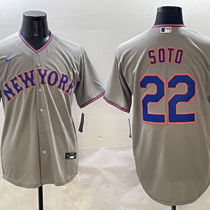 Men's New York Mets #22 Juan Soto Grey Stitched Baseball Jersey