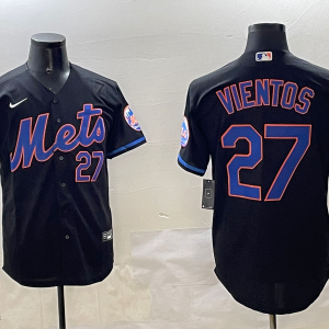 Men's New York Mets #27 Mark Vientos Black Stitched Jersey
