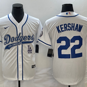MLB Los Angeles Dodgers #22 Clayton Kershaw White With Patch Cool Base Stitched Baseball Jersey