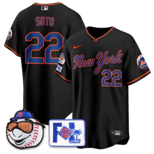 Men's New York Mets #22 Juan Soto Black 2025 Spring Training Stitched Jersey