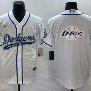 MLB Los Angeles Dodgers White Team Big Logo Cool Base Stitched Baseball Jersey