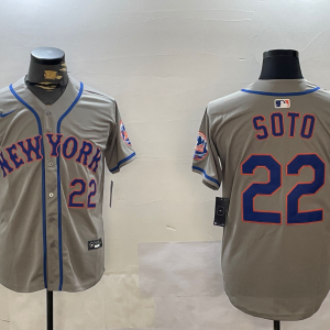 Men's New York Mets #22 Juan Soto Grey 2024 Alternate Baseball Jersey