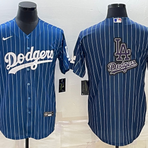MLB Los Angeles Dodgers Navy Team Big Logo Cool Base Stitched Baseball Jersey