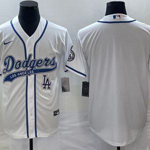 MLB Los Angeles Dodgers White Team Big Logo Cool Base Stitched Baseball Jersey
