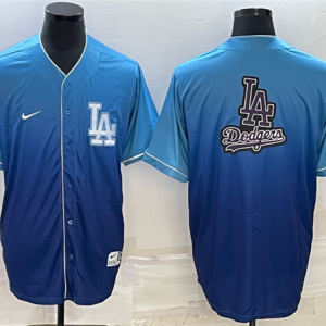 MLB Los Angeles Dodgers Blue Team Big Logo Cool Base Stitched Baseball Jersey