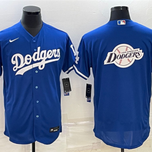 MLB Los Angeles Dodgers Blue Team Big Logo Flex Base Stitched Baseball Jersey
