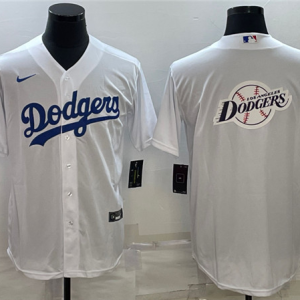 MLB Los Angeles Dodgers White Team Big Logo Cool Base Stitched Baseball Jersey