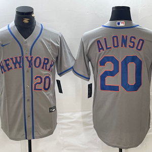 Men's New York Mets #20 Pete Alonso Gray Stitched Baseball Jersey