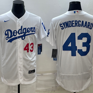 MLB Los Angeles Dodgers #43 Noah Syndergaard White Flex Base Elite Jersey