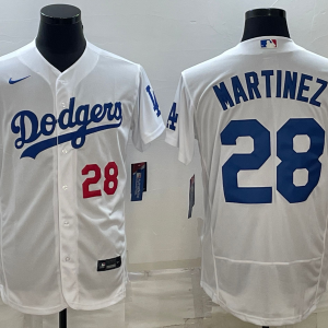 MLB Los Angeles Dodgers #28 J.D. Martinez White  Flex Base Elite Jersey