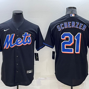 MLB New York Mets #21 Scherzer 2022 Black Nike Game Jersey