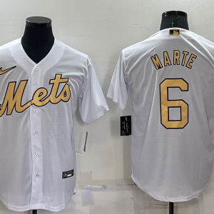 MLB New York Mets #6 Starling Marte 2022 All-Star White Jersey