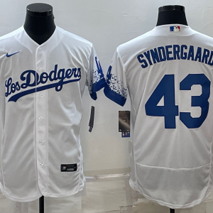 MLB Los Angeles Dodgers #43 Noah Syndergaard White City Connect Flex Base Elite Jersey