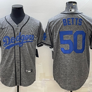 MLB Los Angeles Dodgers #50 Mookie Betts Gray Nike Jersey