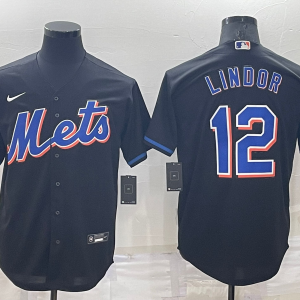 MLB New York Mets #12 Francisco Lindor 2022 Black Nike Game Jersey
