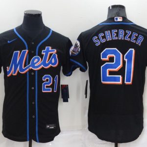 MLB New York Mets #21 Scherzer Black Elite Jersey
