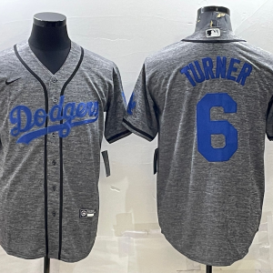 MLB Los Angeles Dodgers #6 Trea Turner Gray Nike Jersey