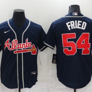 Men's Atlanta Braves #54 Fried Navy Blue Game Nike Jersey