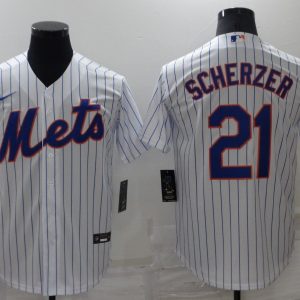 MLB New York Mets #21 Scherzer White Game Nike Jersey