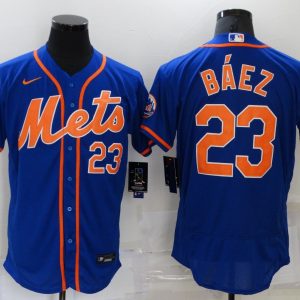 MLB New York Mets #23 Baez Blue Flex Base Elite Jersey