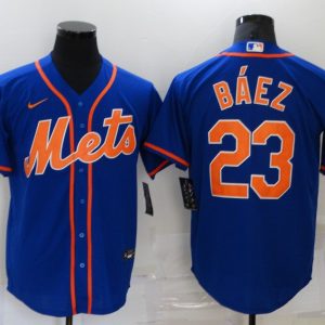 MLB New York Mets #23 Baez Blue Game Nike Jersey