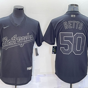 MLB Los Angeles Dodgers #50 Mookie Betts Black Pitch Black Fashion Jersey