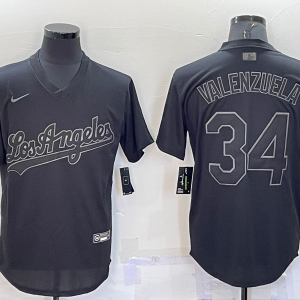 MLB Los Angeles Dodgers #34 Toro Valenzuela Black Pitch Black Fashion Jersey