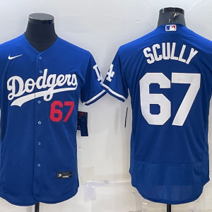 MLB Los Angeles Dodgers #67 Scully Blue Flex Base Elite Jersey