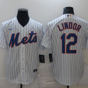 MLB New York Mets #12 Lindor White Game Nike Jersey