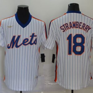 MLB New York Mets #18 Darryl Strawberry White Game Nike Jersey